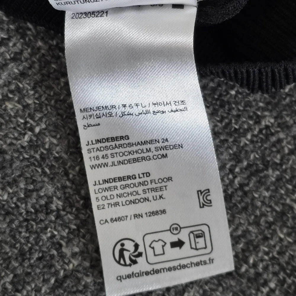 J.Lindeberg Gus Knitted Sweater Mens Small Black Bridge Logo Golf GMKW08963